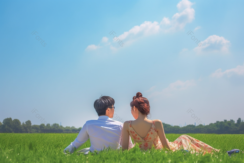 情侣户外室外草坪上约会实拍摄影图,高清,摄影图,摄影图片,图片大全,摄影图免费下载